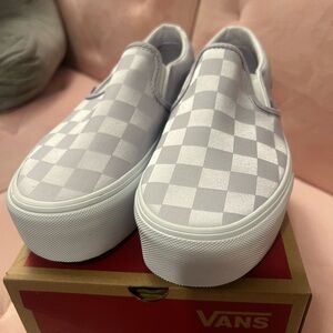 Vans Classic Slip On Stackform Lilac Satin Checkerboard Sneakers